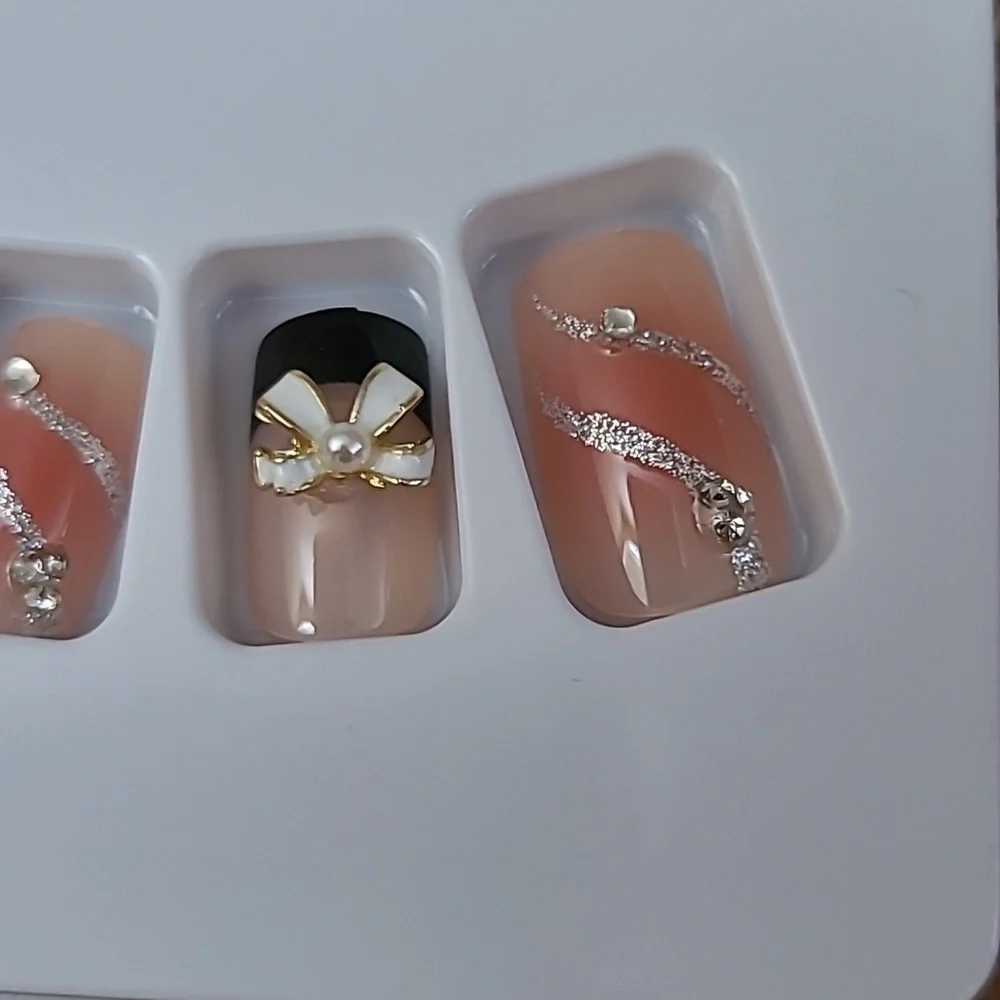 2/$16 Bow Rhinestone Press On Nails